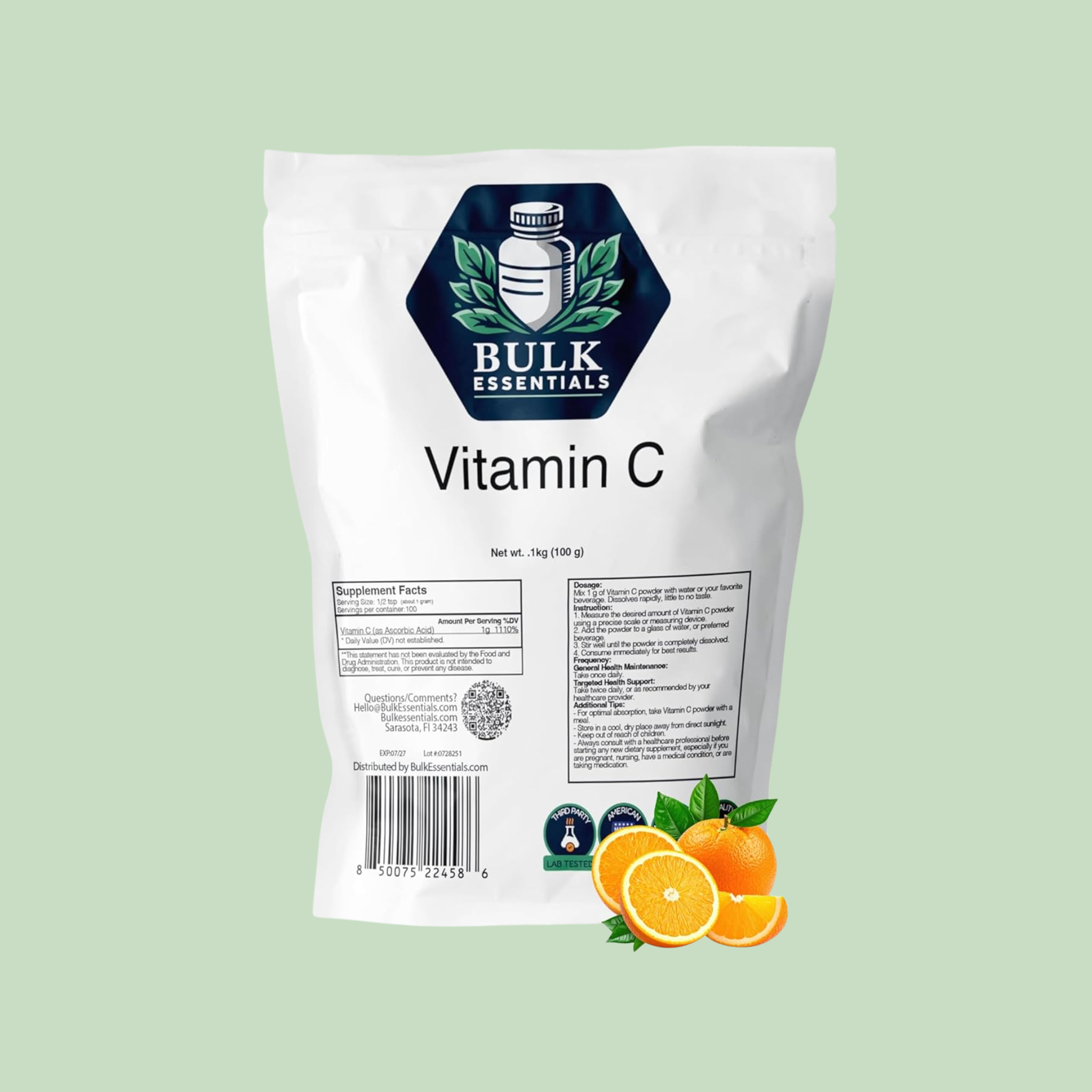 Pure Vitamin C Powder Supplement